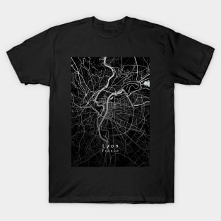 Lyon France City Map dark T-Shirt